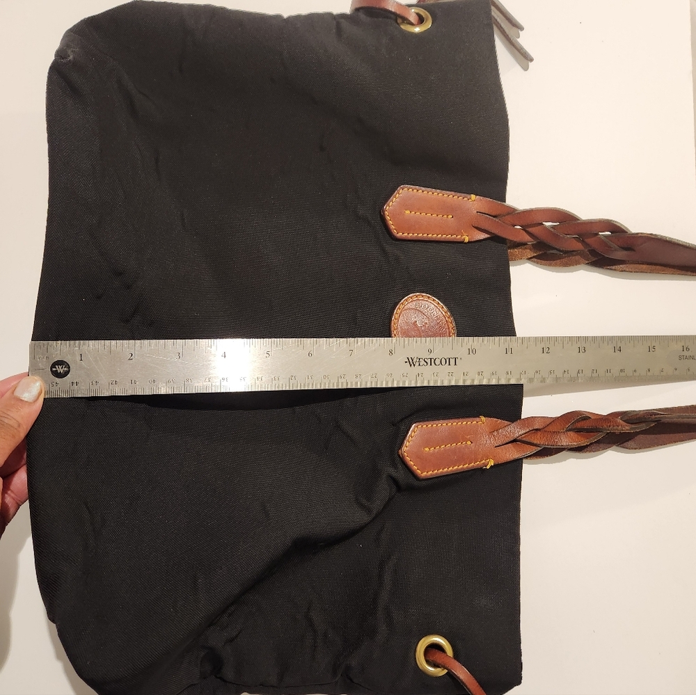 Vintage Dooney & BOURKE Black Tote Bag with Brown Leather Straps - Picture 10 of 13